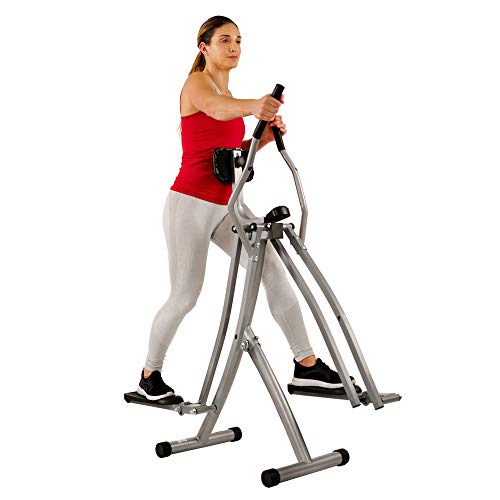 Sunny Health & Fitness Elliptical Cross Trainer w/ LCD Monitor, Air Walker Exercise Machines For Home Gym Workouts, Grey, 63L x 48W x 144H cm, SF-E902