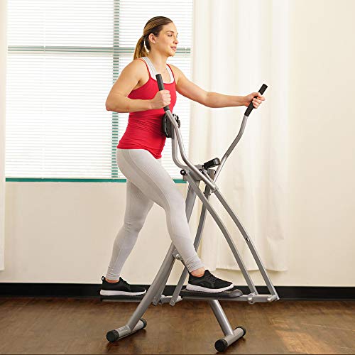 Sunny Health & Fitness Elliptical Cross Trainer w/ LCD Monitor, Air Walker Exercise Machines For Home Gym Workouts, Grey, 63L x 48W x 144H cm, SF-E902