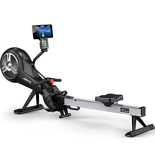 JOROTO Rowing Machine for Home Gym - Air & Magnetic Resistance Foldable Rower Machine, Commercial Grade Rowing Machine with Bluetooth & Smart Backlit Monitor