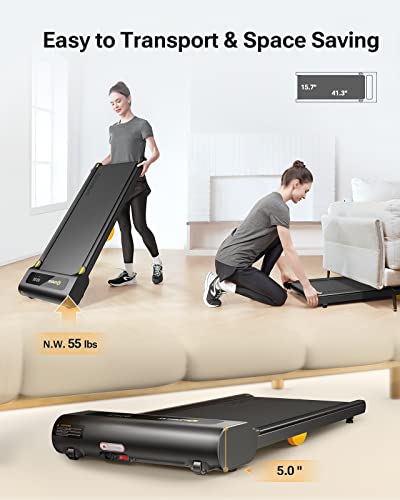 UREVO Treadmill, 2.25HP Walking pad with Double Shock Absorption, Under desk treadmill with Remote Control and LED Display, Walking treadmill with Large Running Area for Home/Office