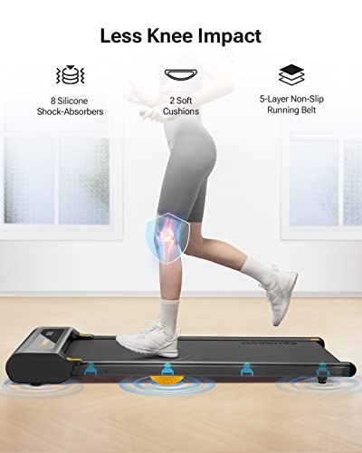 UREVO Treadmill, 2.25HP Walking pad with Double Shock Absorption, Under desk treadmill with Remote Control and LED Display, Walking treadmill with Large Running Area for Home/Office