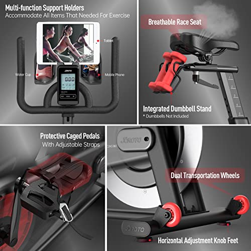 JOROTO X4S Bluetooth Exercise Bike - Indoor Cycling Bike with Readable Magnetic Resistance and Belt Drive Stationary Bikes (330 Pounds Capacity)